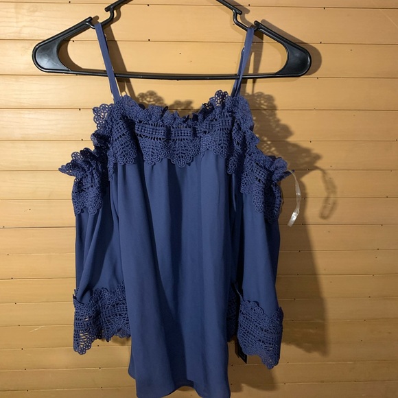 Nwt A.byer off shoulder blue top - Picture 3 of 12